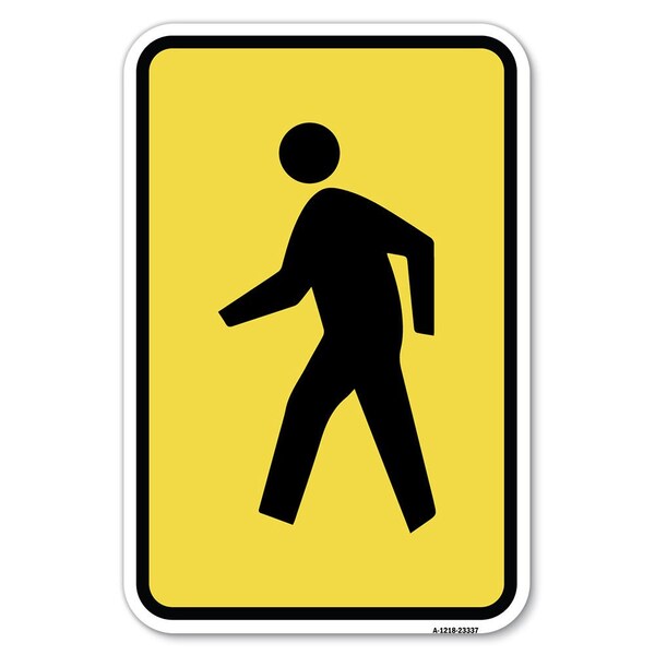 Signmission Pedestrian Crossing Symbol Heavy-Gauge Aluminum Sign, 12" x 18", A-1218-23337 A-1218-23337 - main